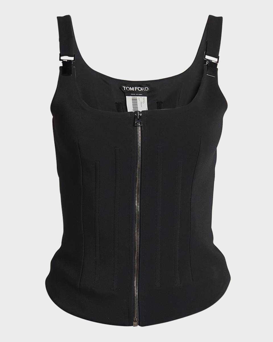 Double Cady Stretch Zipped Corset Top